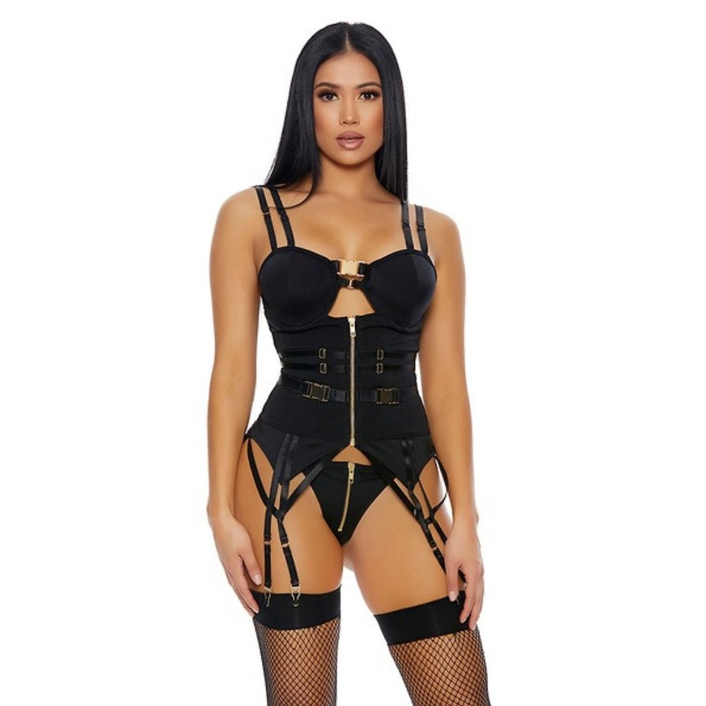 2pc.Buckle Bustier Set #1773